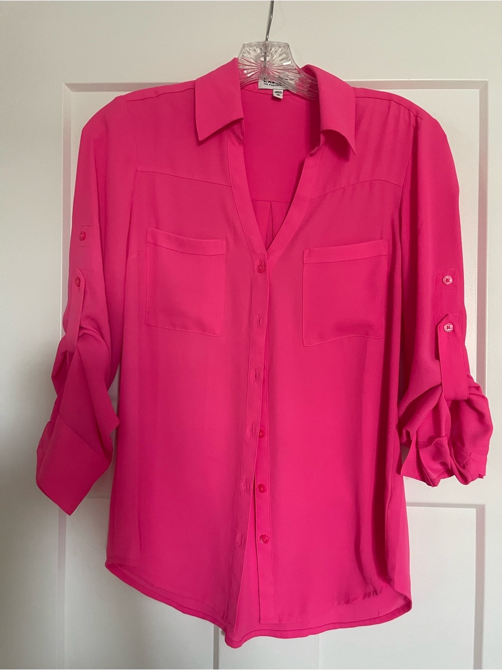 Express Bright Hot Pink Button-Down Blouse